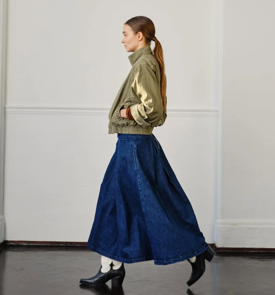 Summer to fall outfits 2026 Voluminous Denim Skirts Are Quietly Becoming The Cool-Girl Staple