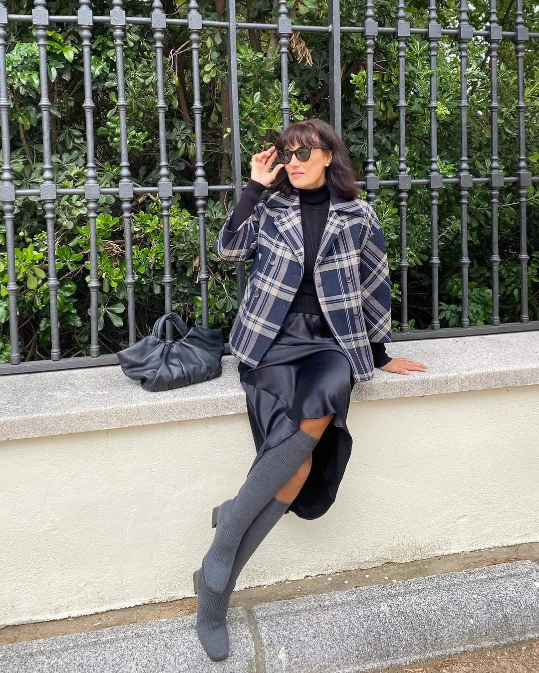 what to wear in fall 2026 over 50 Classic Plaid Layers with Elegant Knee-High Boots