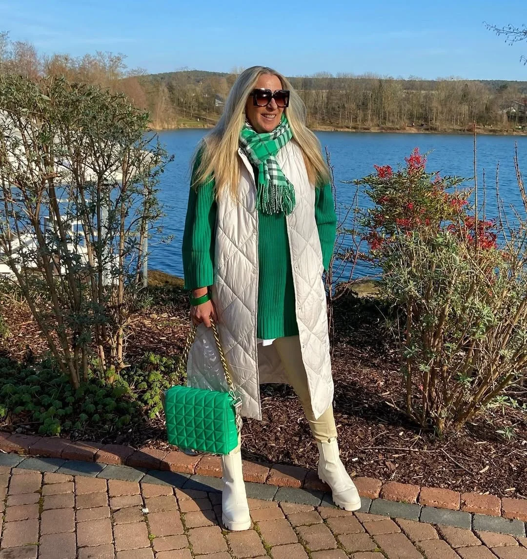 what to wear in fall 2026 over 50 Emerald Green and Cream for an Effortlessly Elegant Weekend Look