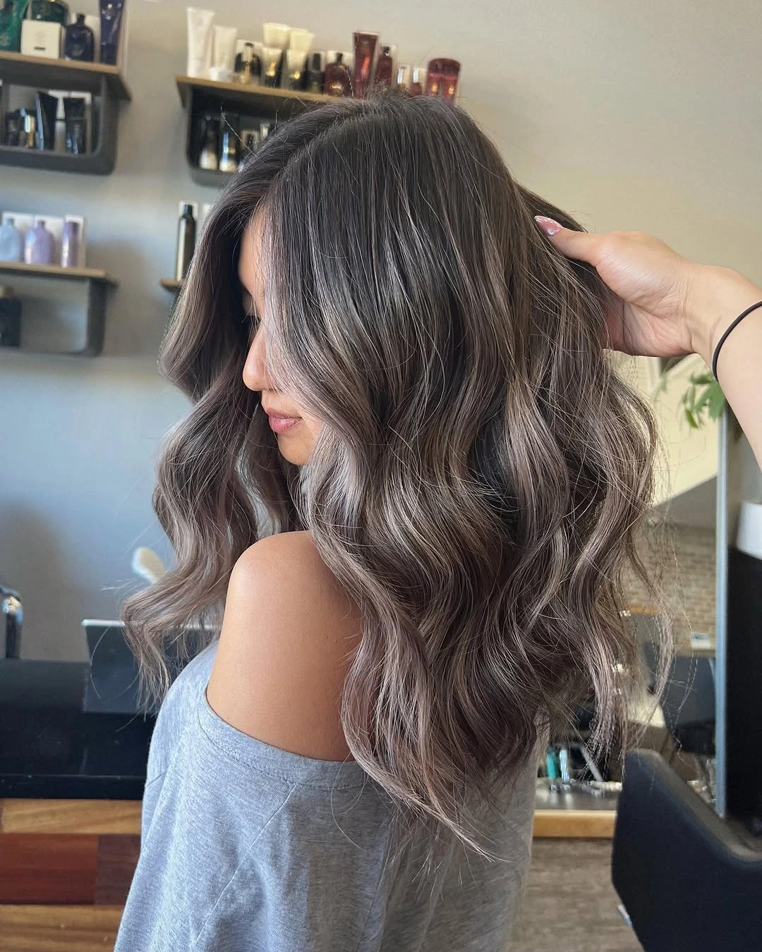 babylights hair ideas Cool Mocha Brunette with Invisible Ash Babylights