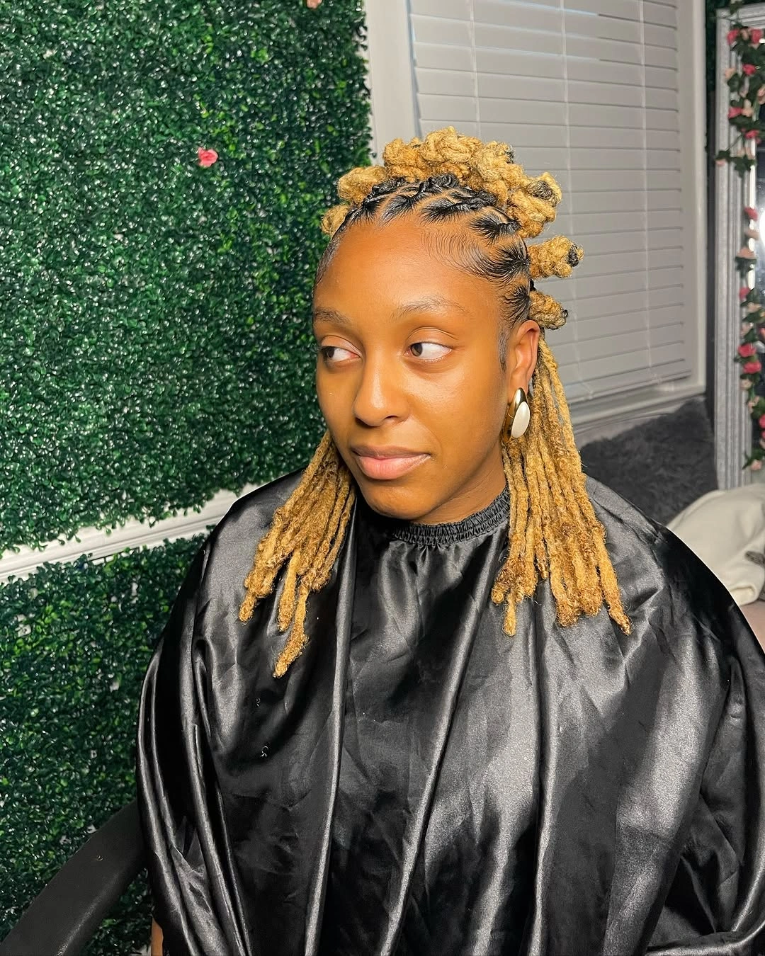 bantu knots hairstyles Golden Half-Up Bantu Knots with Soft Locs