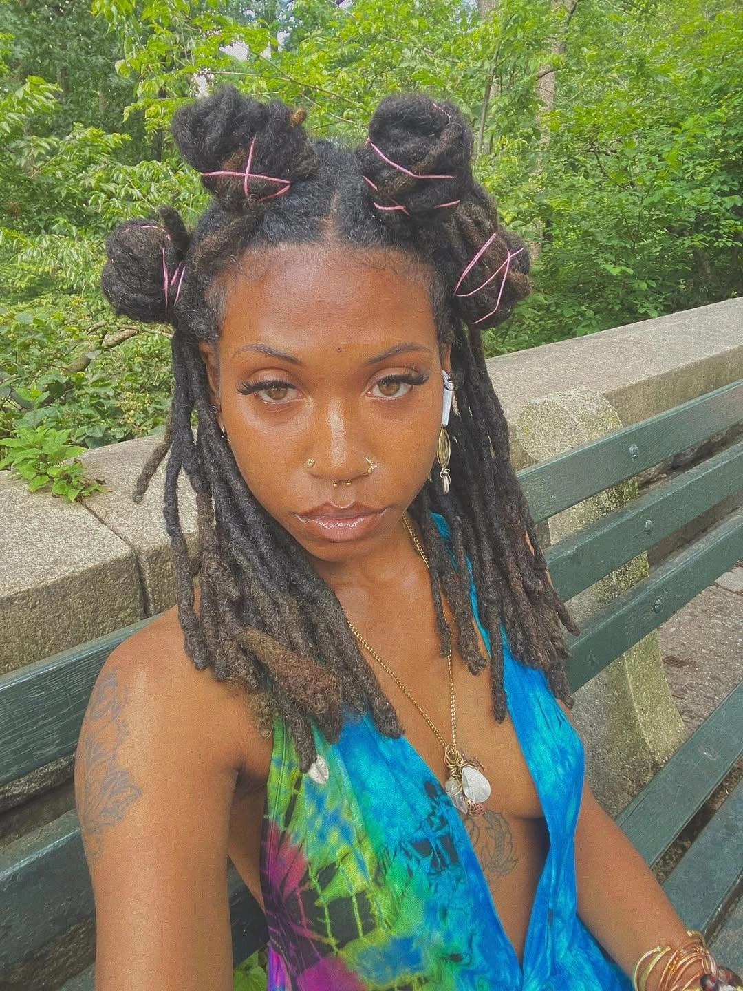 bantu knots hairstyles Relaxed Half-Up Bantu Knots with Long Natural Locs