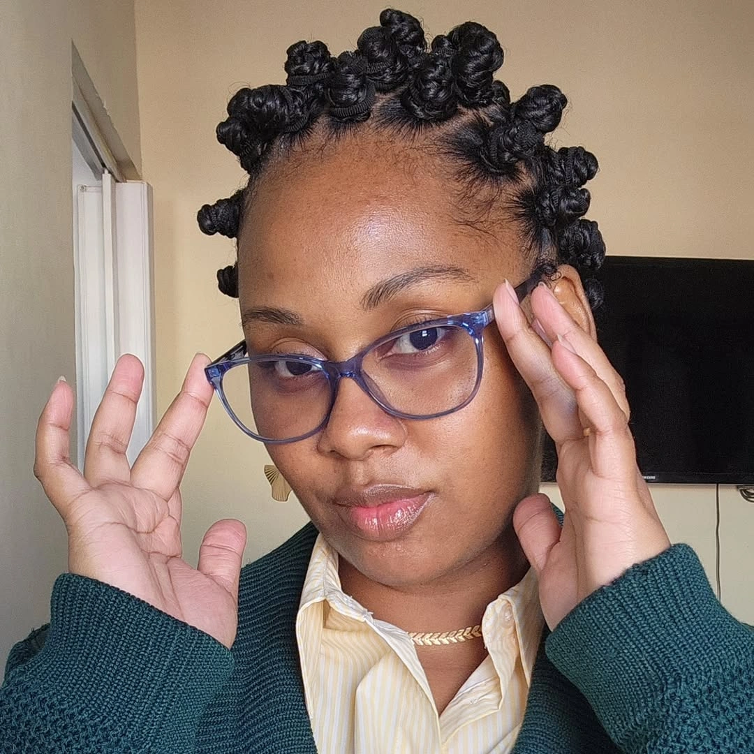 bantu knots hairstyles Classic Rounded Bantu Knots That Pair Beautifully with Glasses
