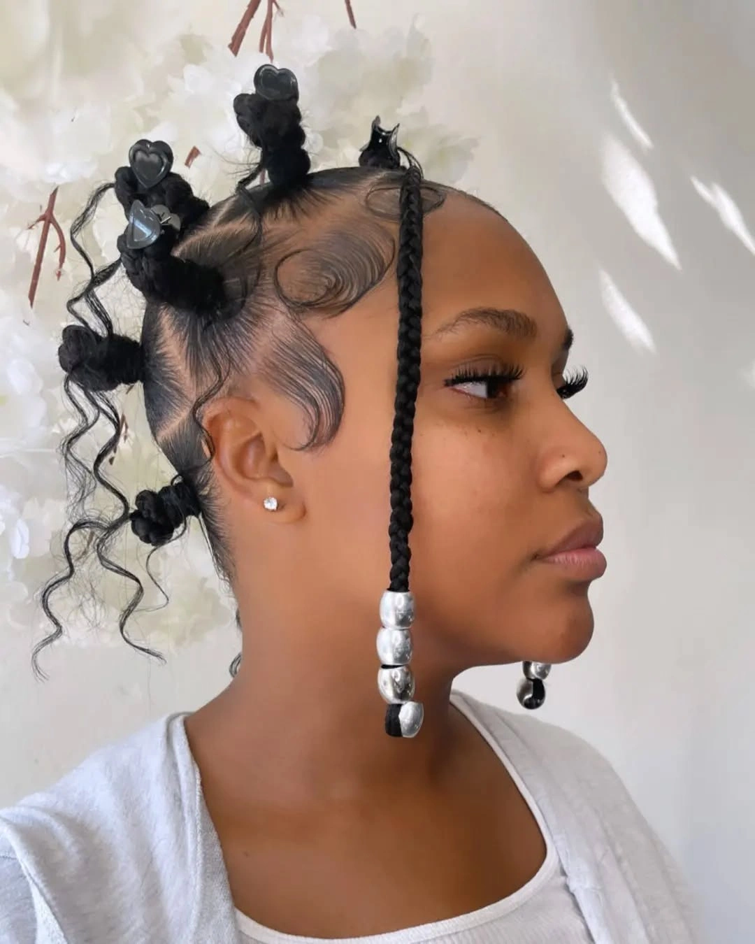 bantu knots hairstyles Elegant Knots with Statement Beads and Sculpted Edges