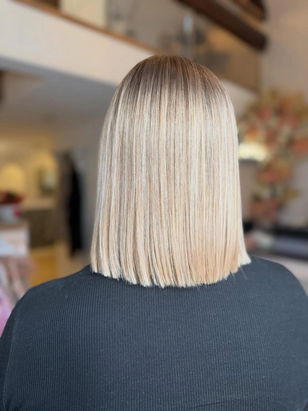 beige blond hair color Classic Straight Beige Blonde Bob with Glass-Like Shine