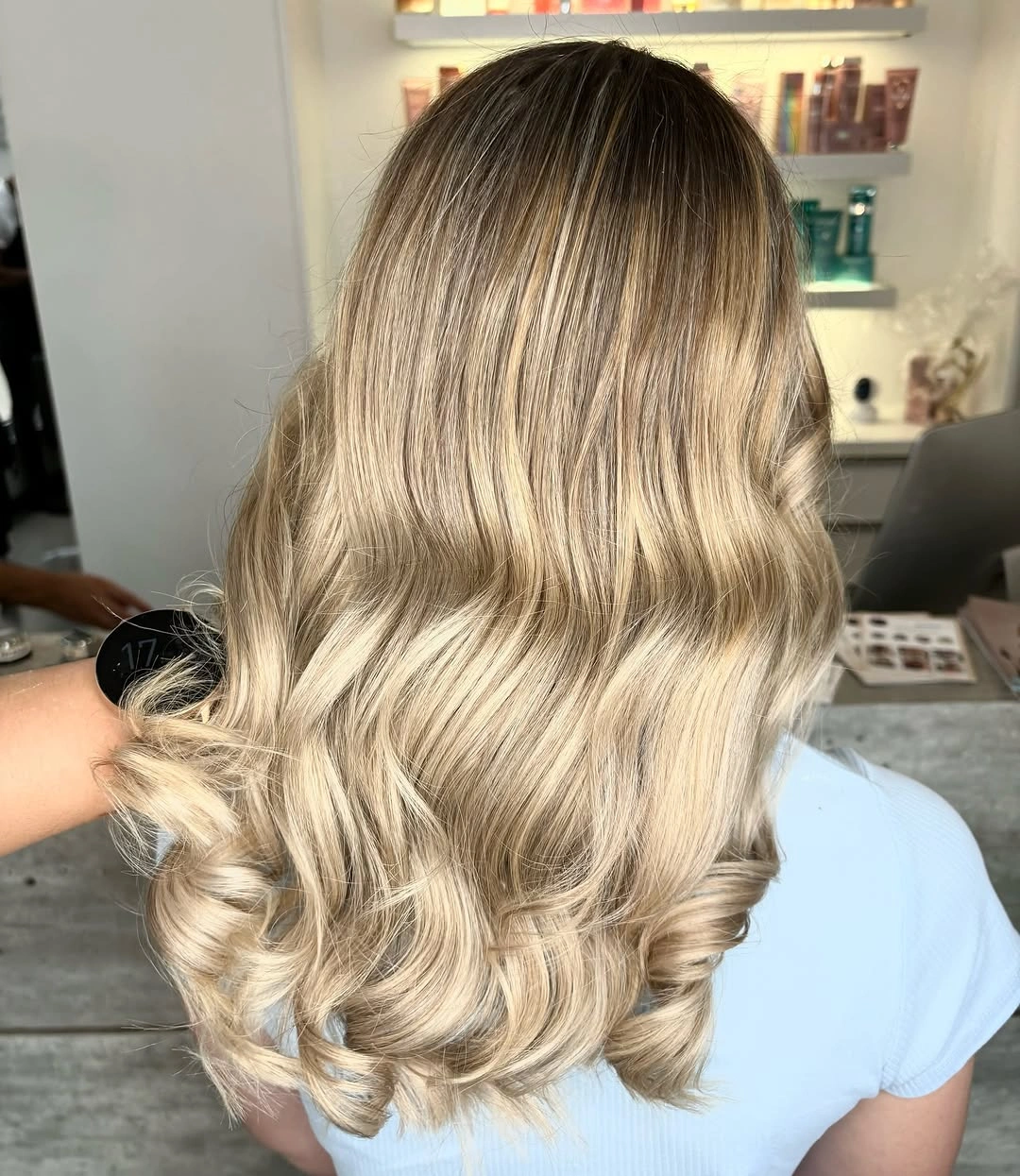 beige blond hair color Dimensional Beige Blonde Balayage with Natural Shadow Root