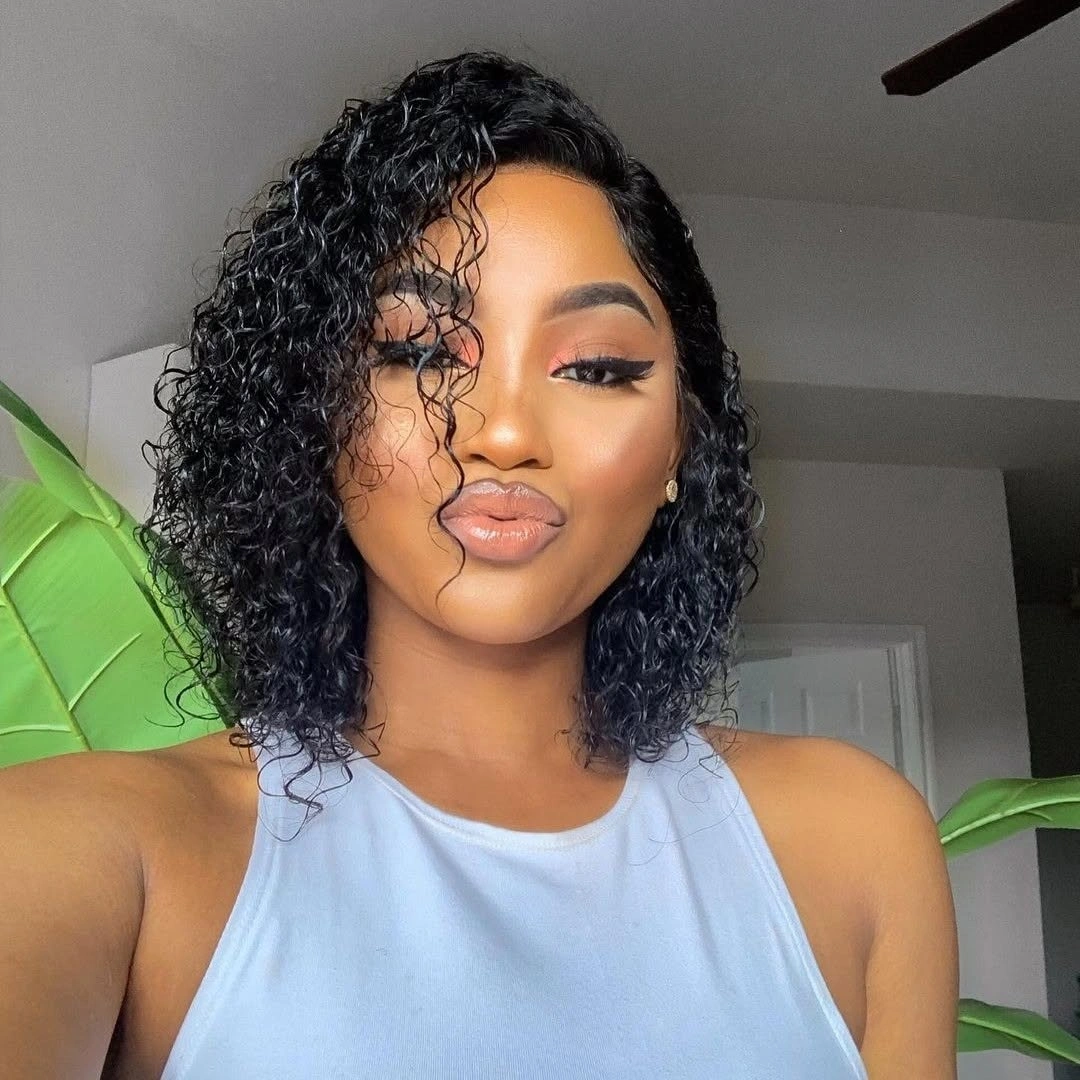 bob hairstyles for black women Curly Black Bob With Side-Swept Volume