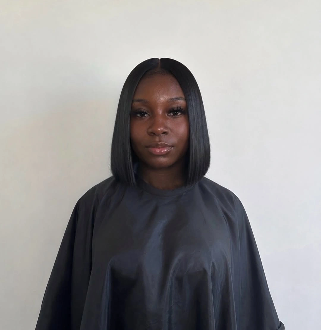 bob hairstyles for black women Straight Black Bob With A Clean Middle Part