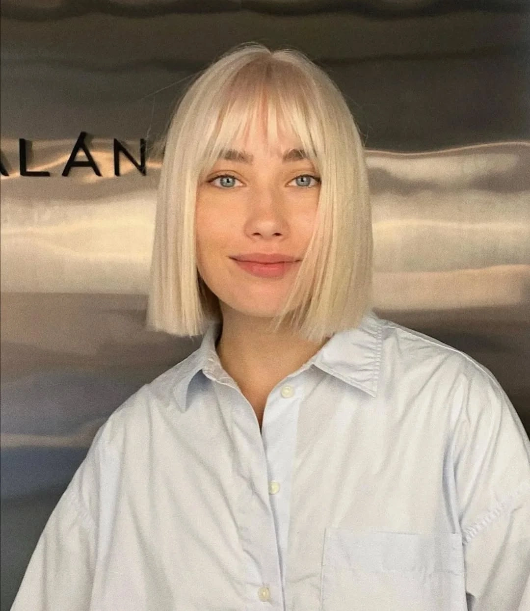 bobbed haircut for women Classic Platinum Bob With Airy Bangs