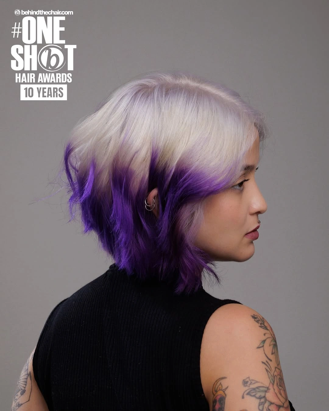 bobbed haircut for women Layered Purple Gradient Bob With Artistic Movement