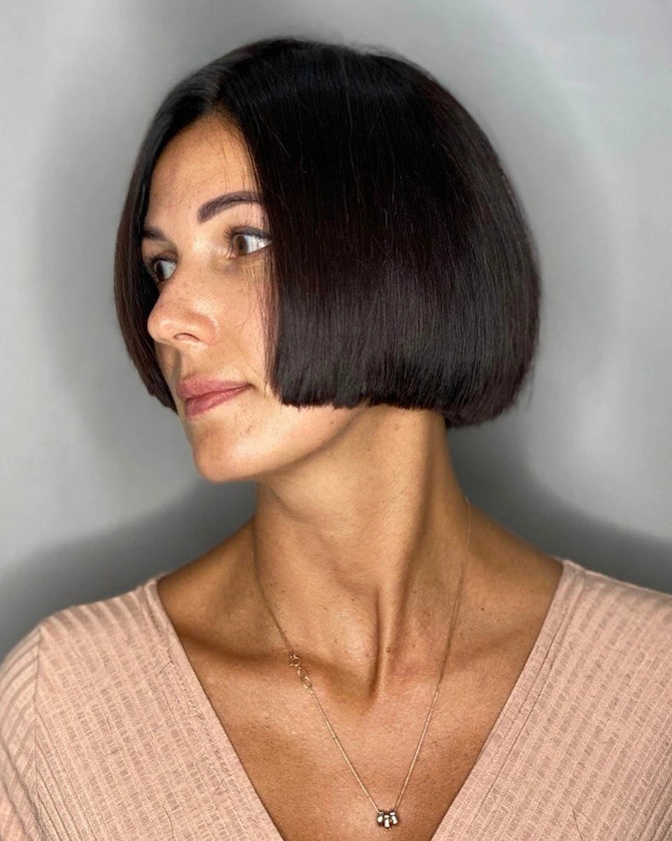 bobbed haircut for women Precision Chin Length Bob With Mirror Shine