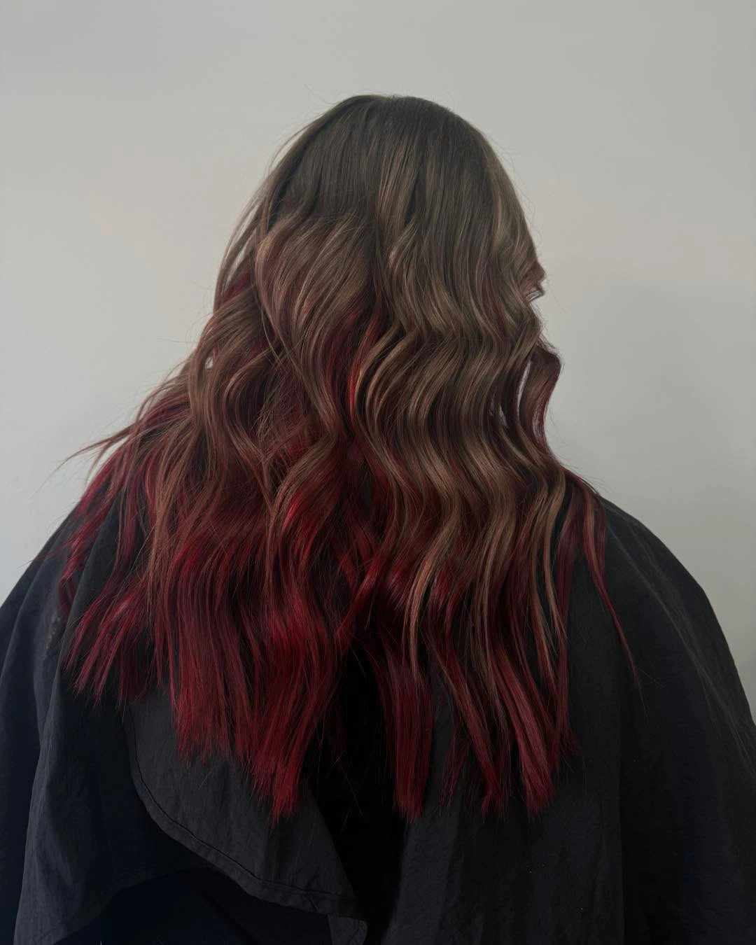 body waves hairstyle Deep Cherry Ombre Waves Full of Movement