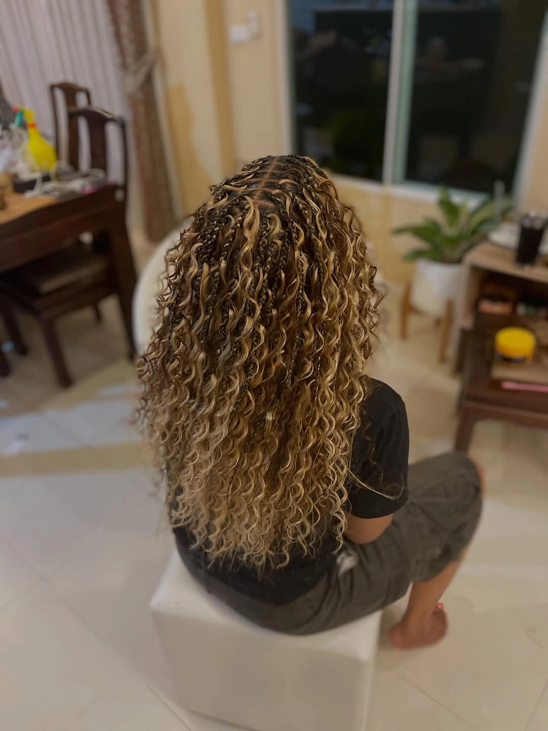 bora bora braids hairstyle Golden Caramel Curly Bora Bora Braids With Dimensional Highlights