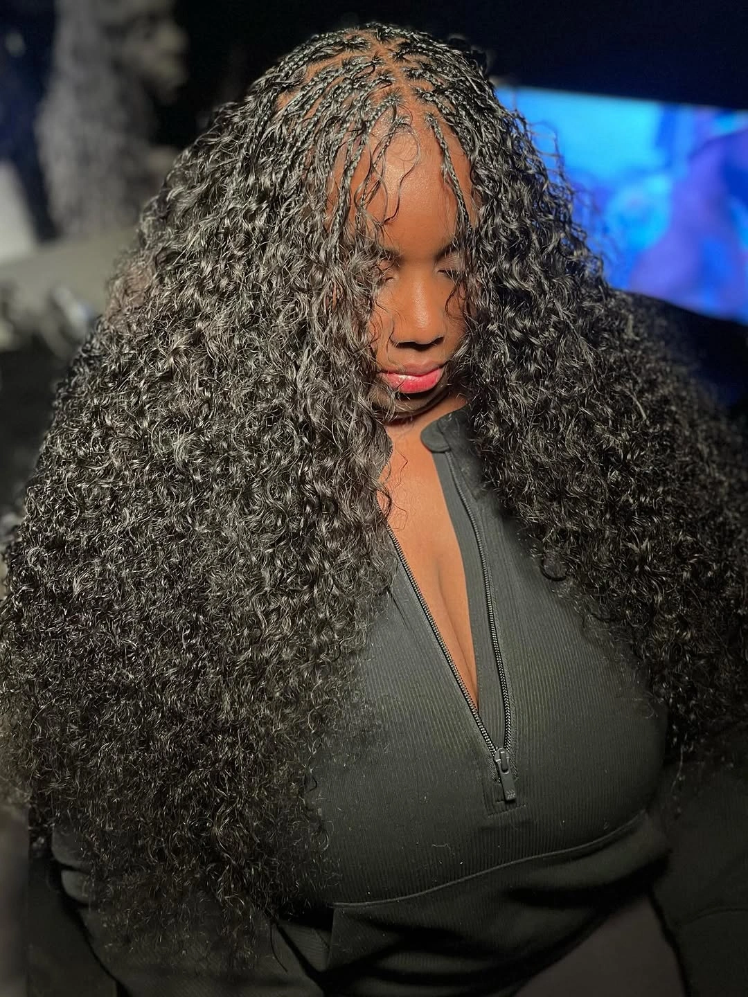 bora bora braids hairstyle Soft Micro Curly Bora Bora Braids With Elegant Definition
