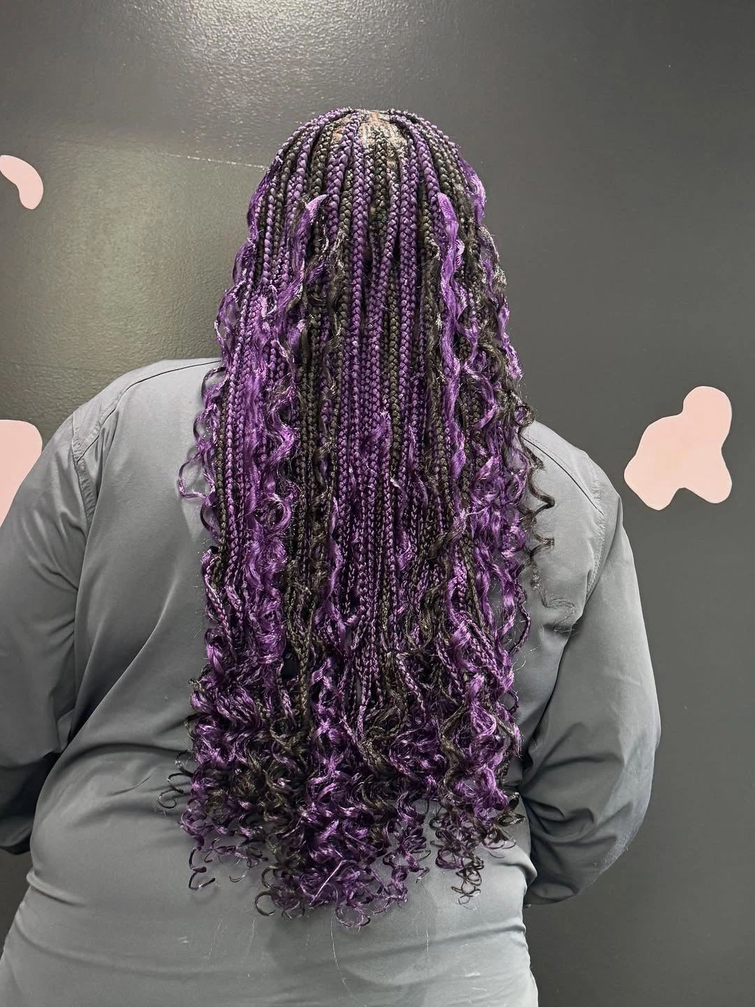 bora bora braids hairstyle Bold Purple Bora Bora Braids With Playful Spiral Ends