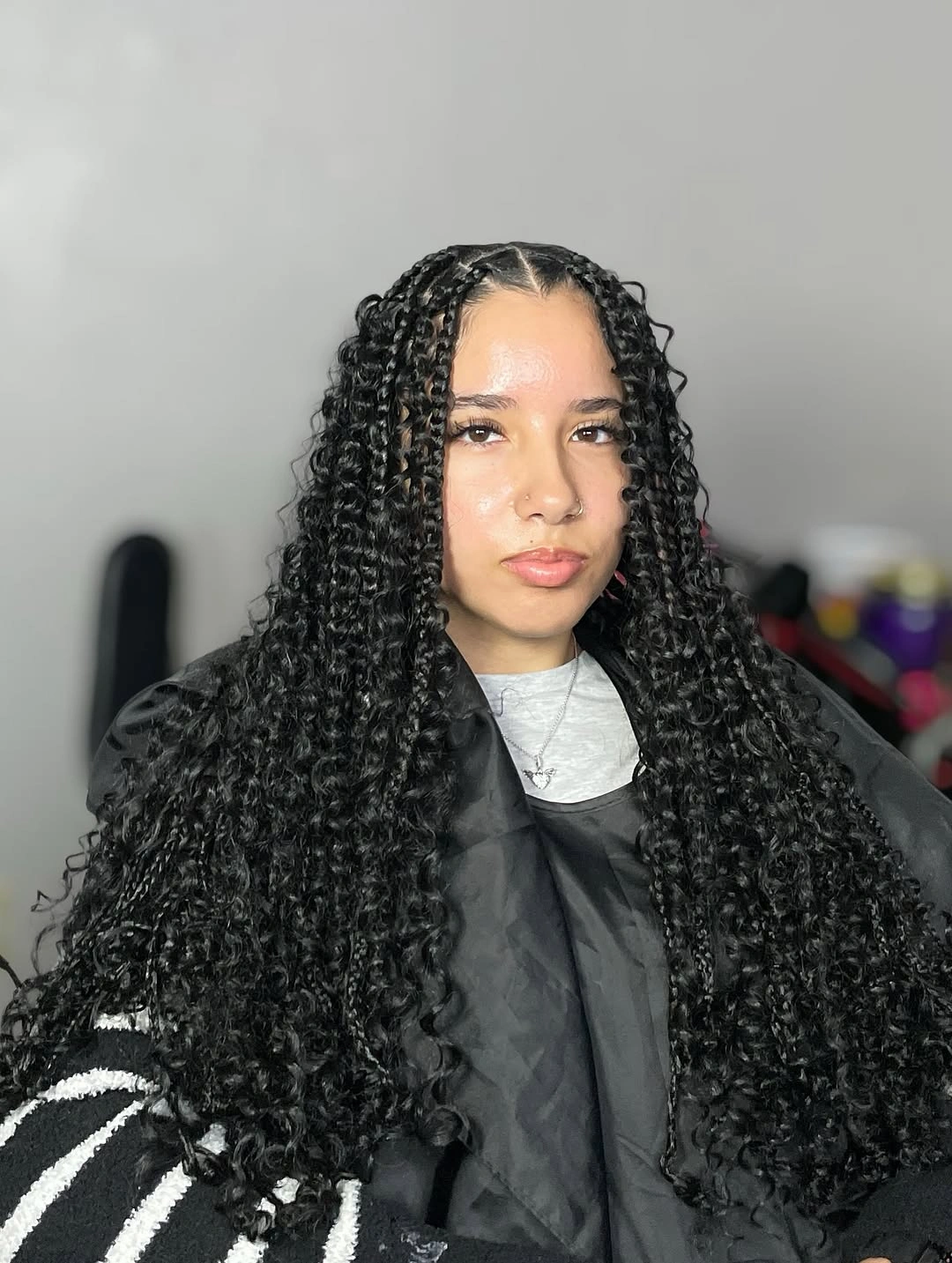 bora bora braids hairstyle Defined Jet Black Curly Braids With Balanced Volume