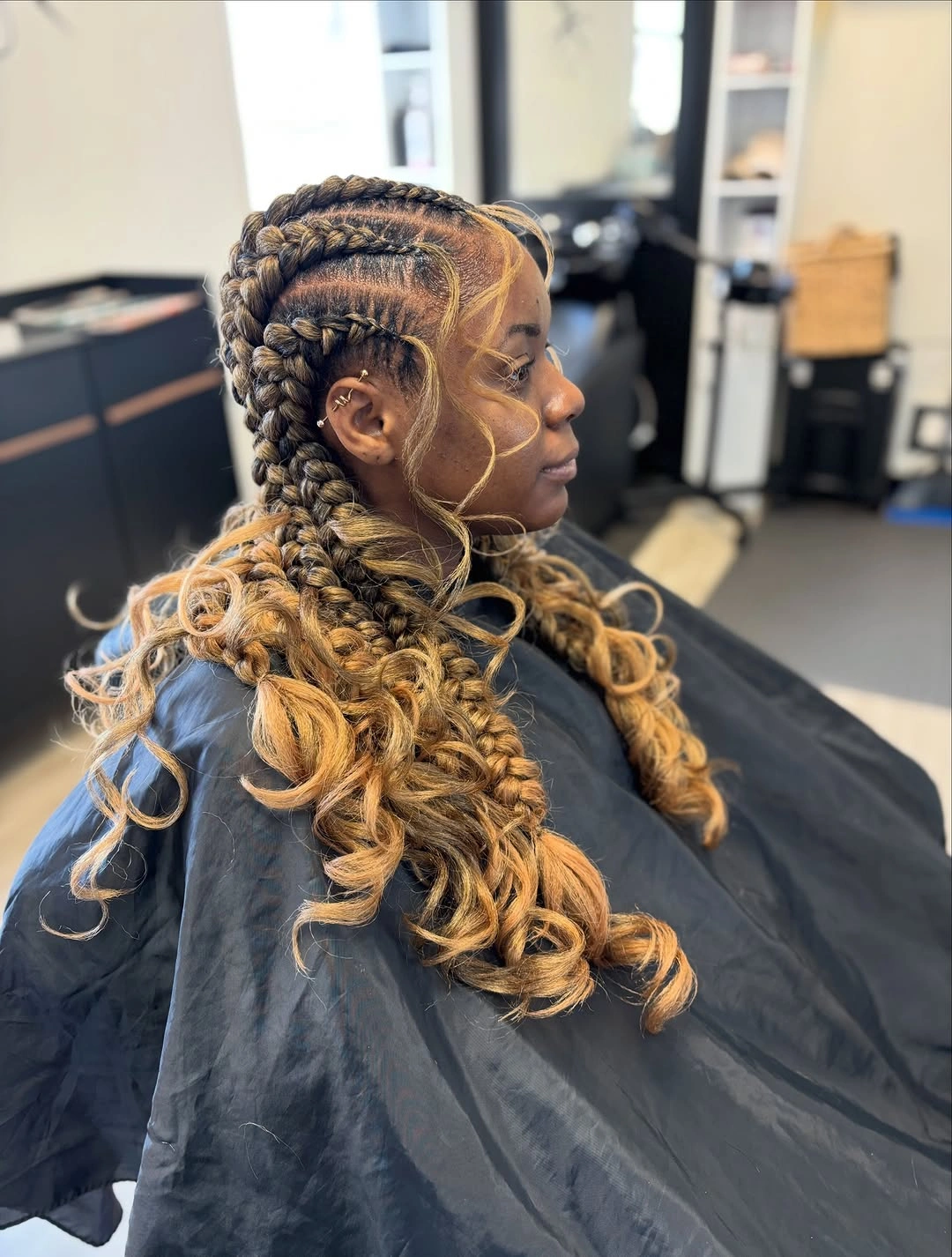 butterfly braids hairstyle Honey Blonde Butterfly Braids with Soft Ombre Curls