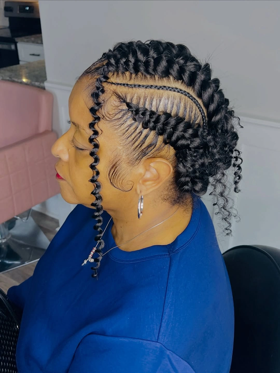 butterfly braids hairstyle Butterfly Braids with a Curly Textured Bun