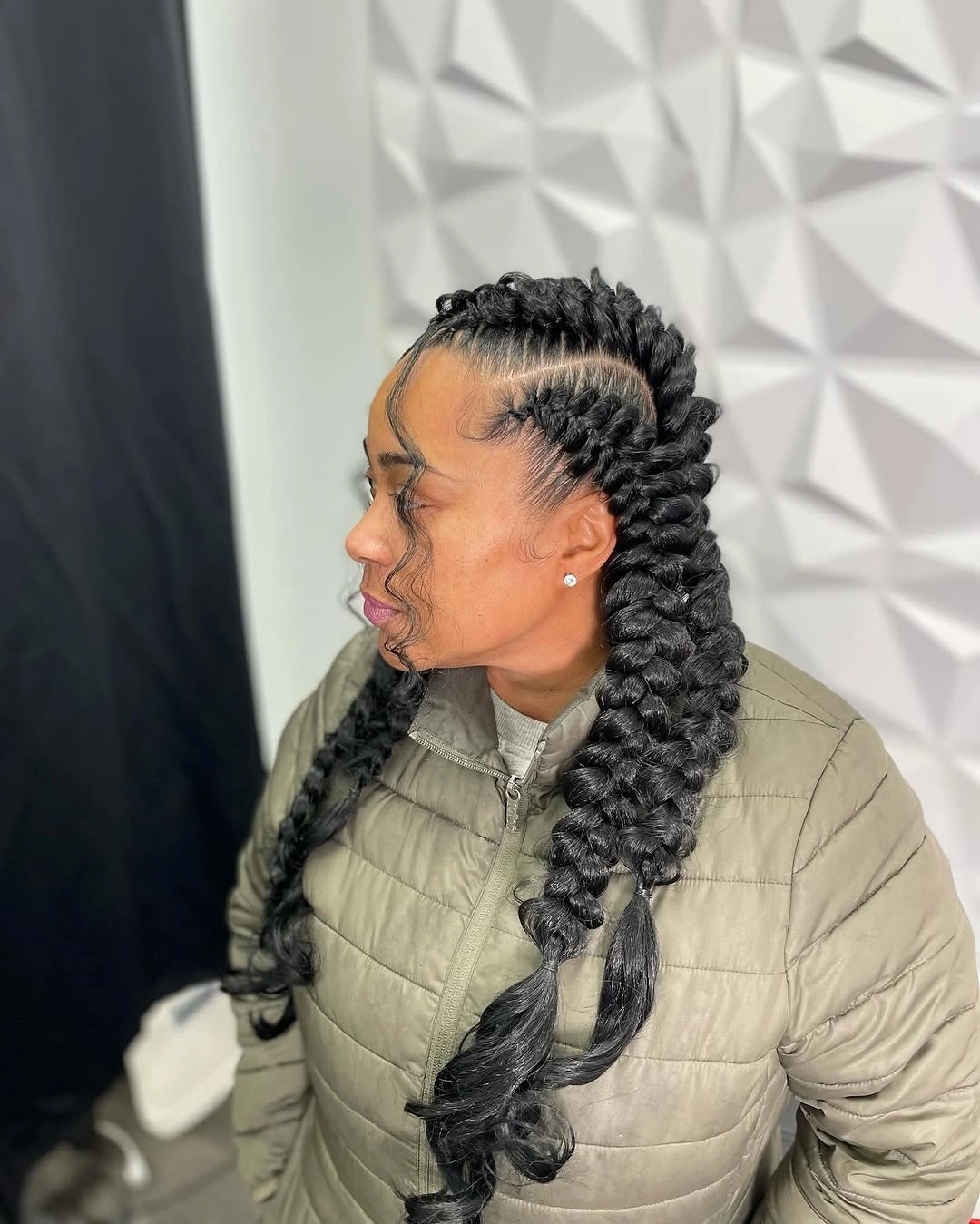 butterfly braids hairstyle Oversized Butterfly Braids with a Dramatic Side Design