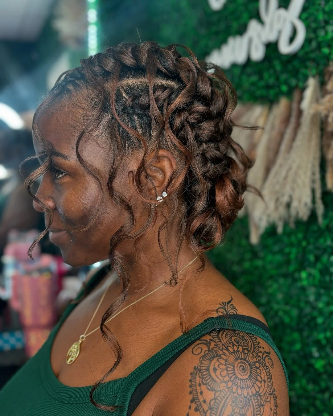butterfly braids hairstyle Soft Cinnamon Butterfly Braids Gathered into a Romantic Low Bun