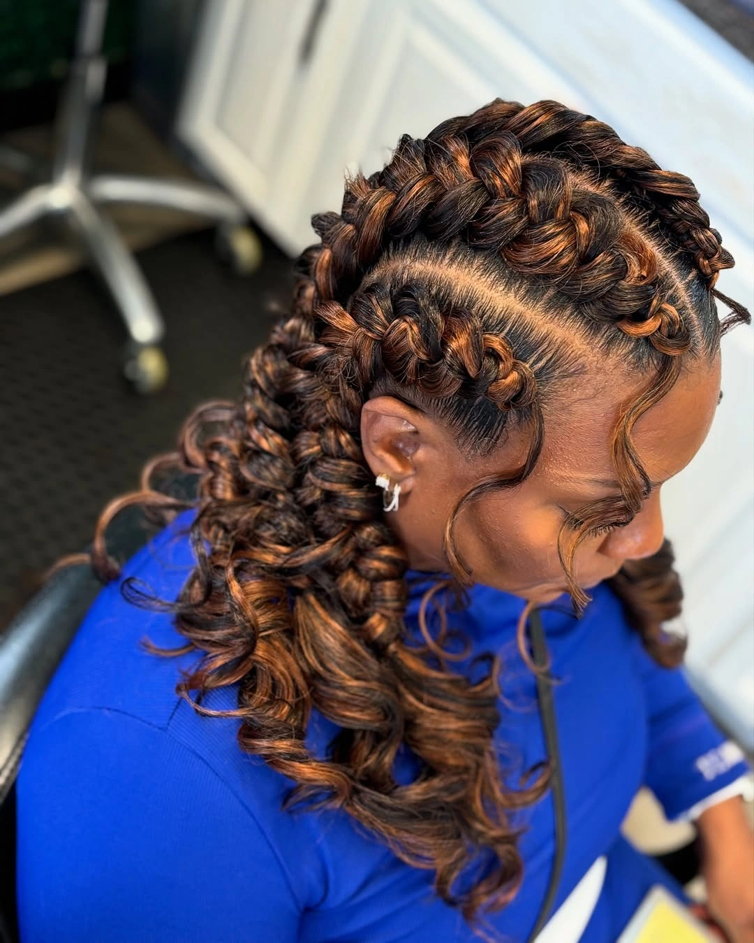 butterfly braids hairstyle Caramel Butterfly Braids with Defined Spiral Curls