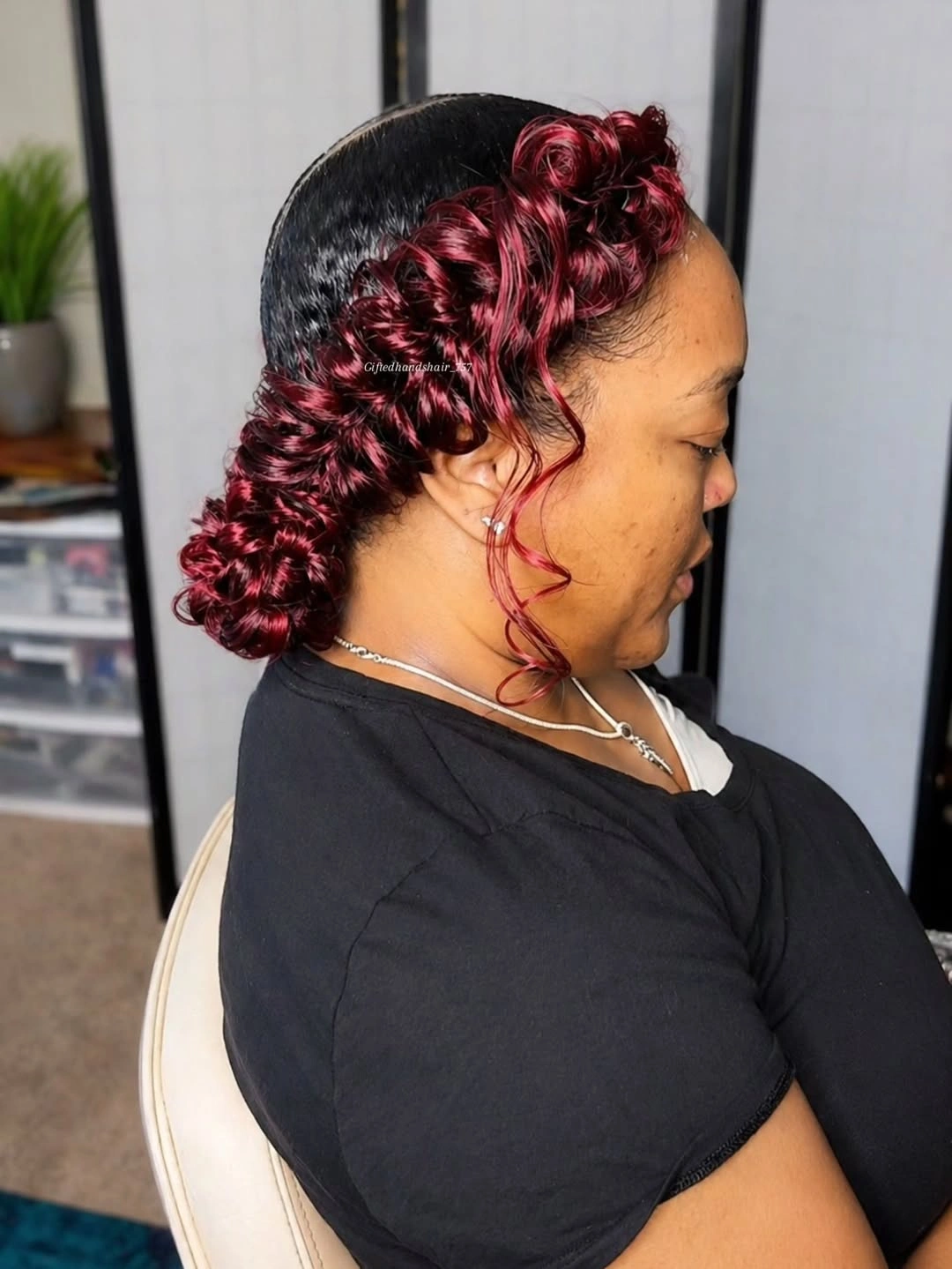 butterfly braids hairstyle Deep Burgundy Butterfly Braids with a Sleek Finish