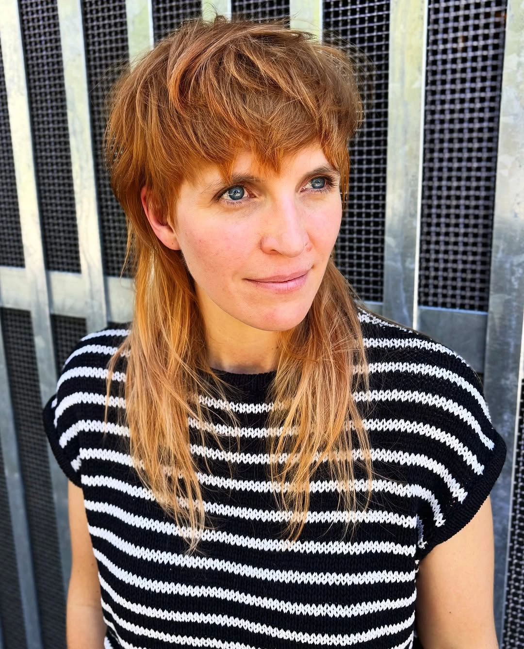 chestnut brown hair color Light Chestnut Shag With Piecey Copper Bangs