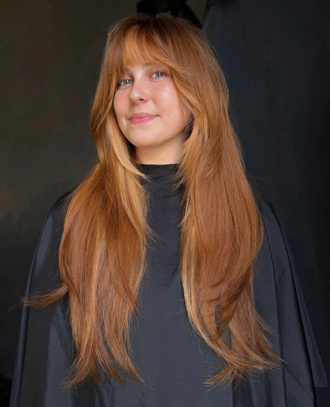 chestnut brown hair color Golden Chestnut Length With Full Soft Bangs