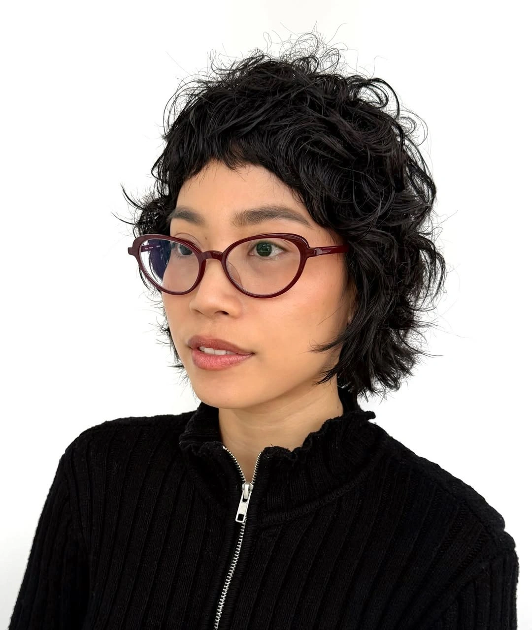 choppy medium layered hair Modern Pixie Shag with Soft Curly Definition