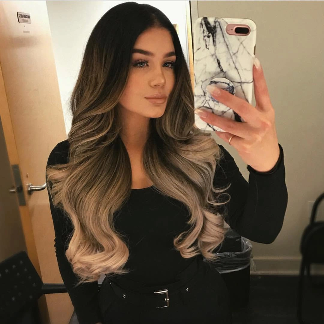 dirty blonde hair color Deep Espresso Dirty Blonde Ombre With Glamorous Waves