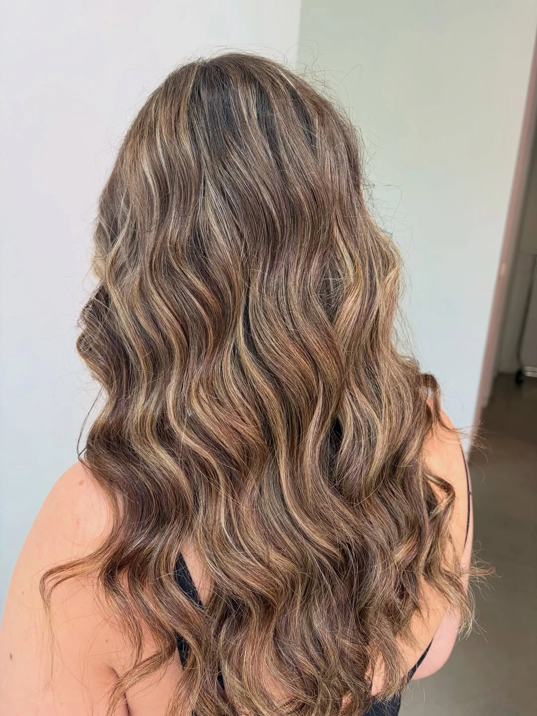 dirty blonde hair color Rich Mocha Dirty Blonde With Seamless Balayage Waves