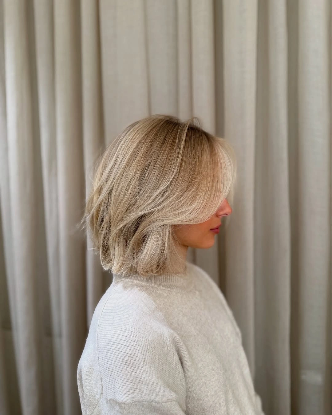 Fall blonde hair colour 2026 Soft Scandinavian Blonde Bob With Feathered Movement