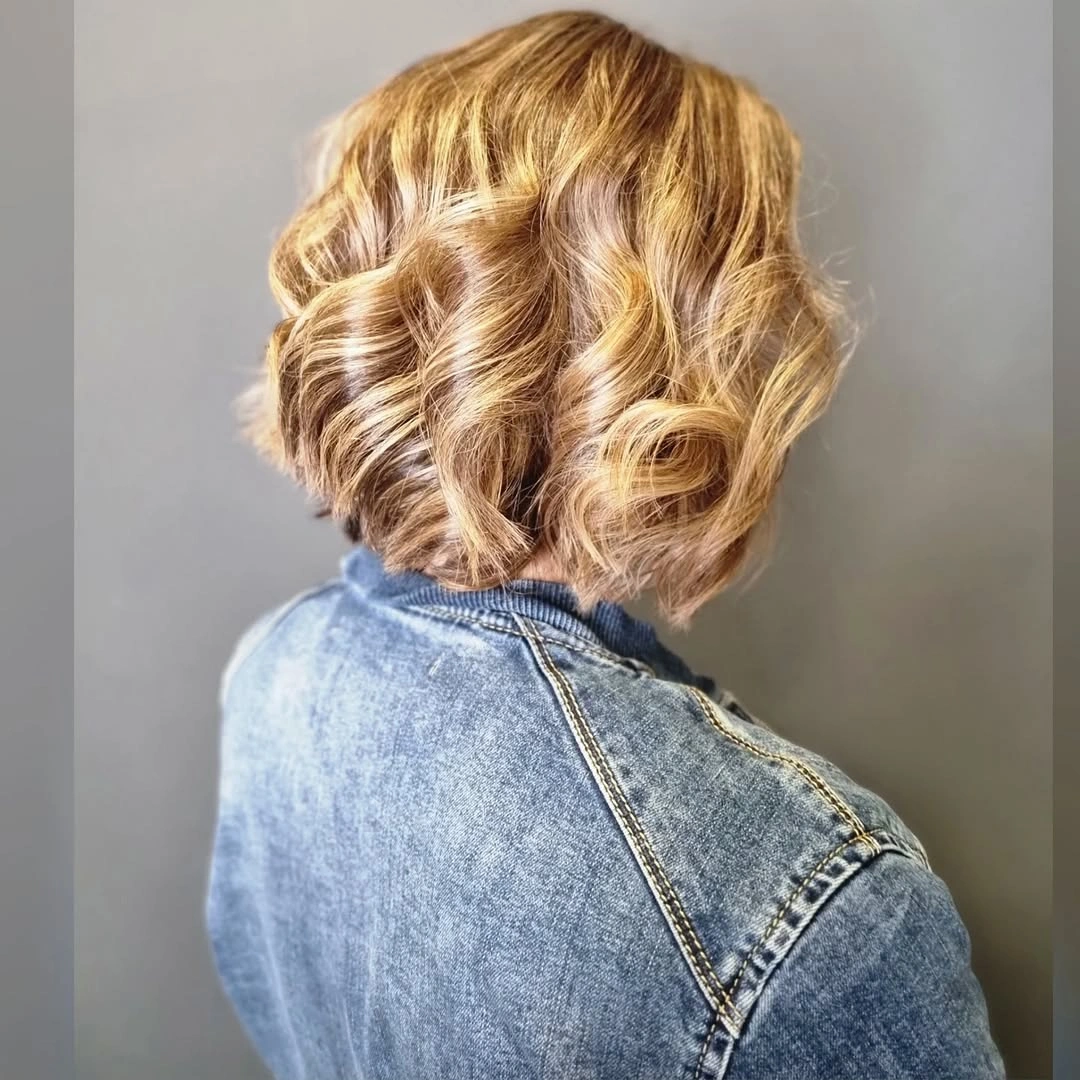 fall bob haircut ideas 2026 Romantic Golden Blonde Bob With Soft Defined Curls