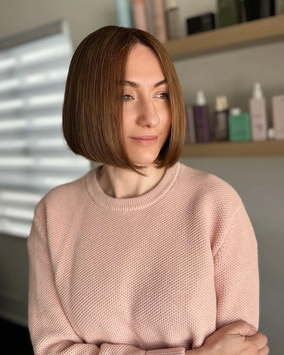fall bob haircut ideas 2026 Soft Chestnut Precision Bob With Everyday Elegance