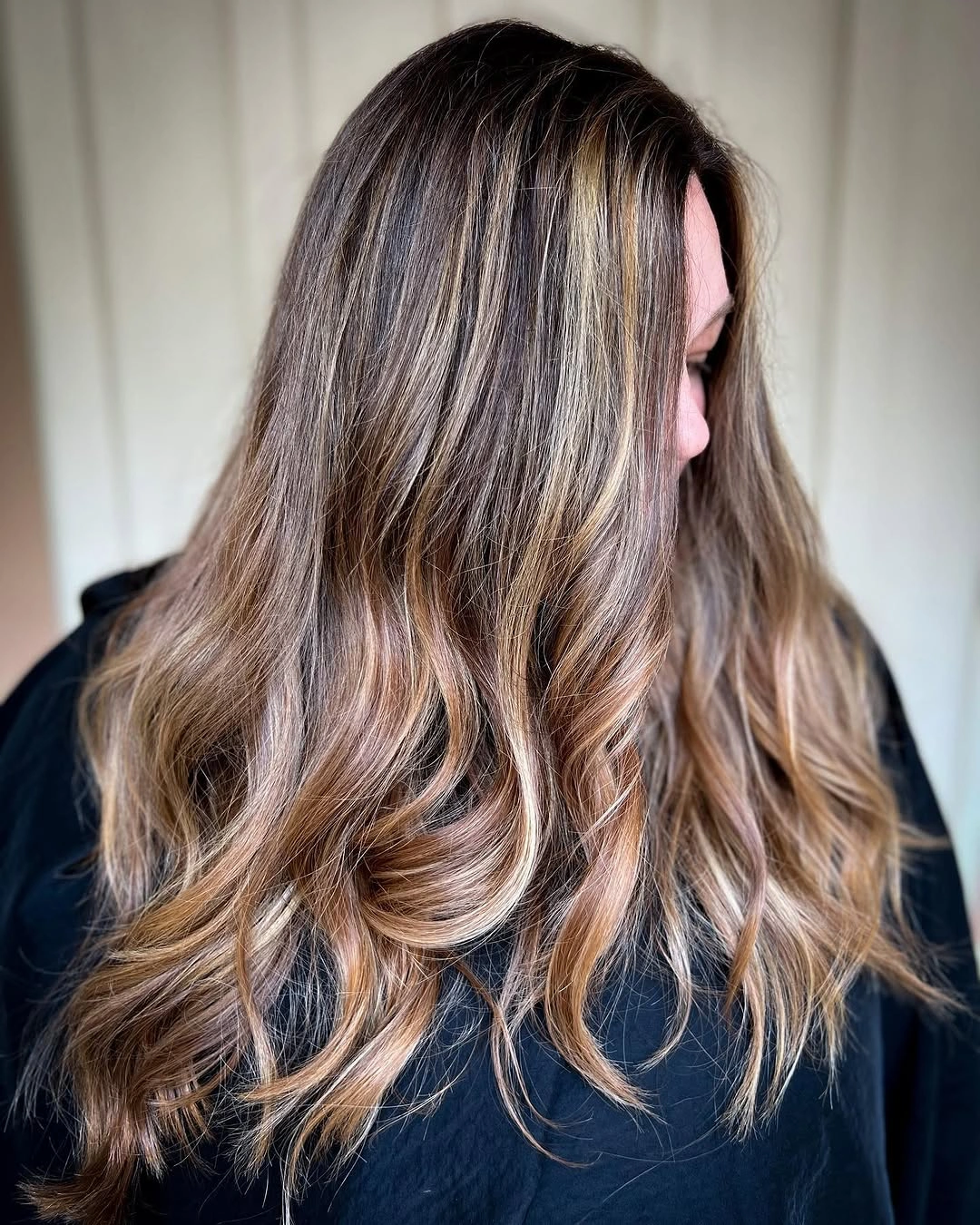 Fall brunette hair colour 2026 Soft Beige Brunette with Luminous Blonde Ribbons