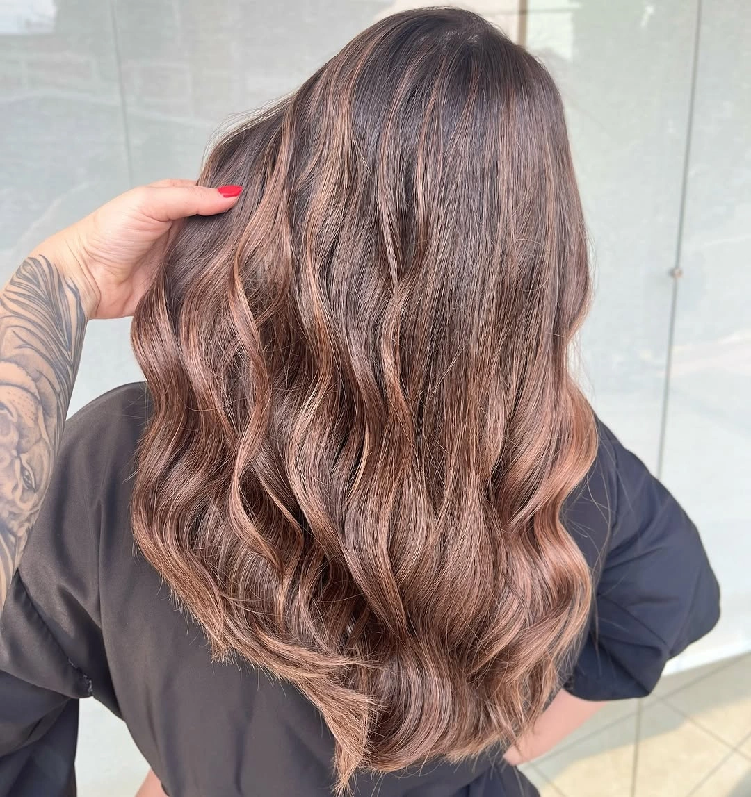 Fall brunette hair colour 2026 Velvet Cocoa Brunette with Seamless Mocha Waves