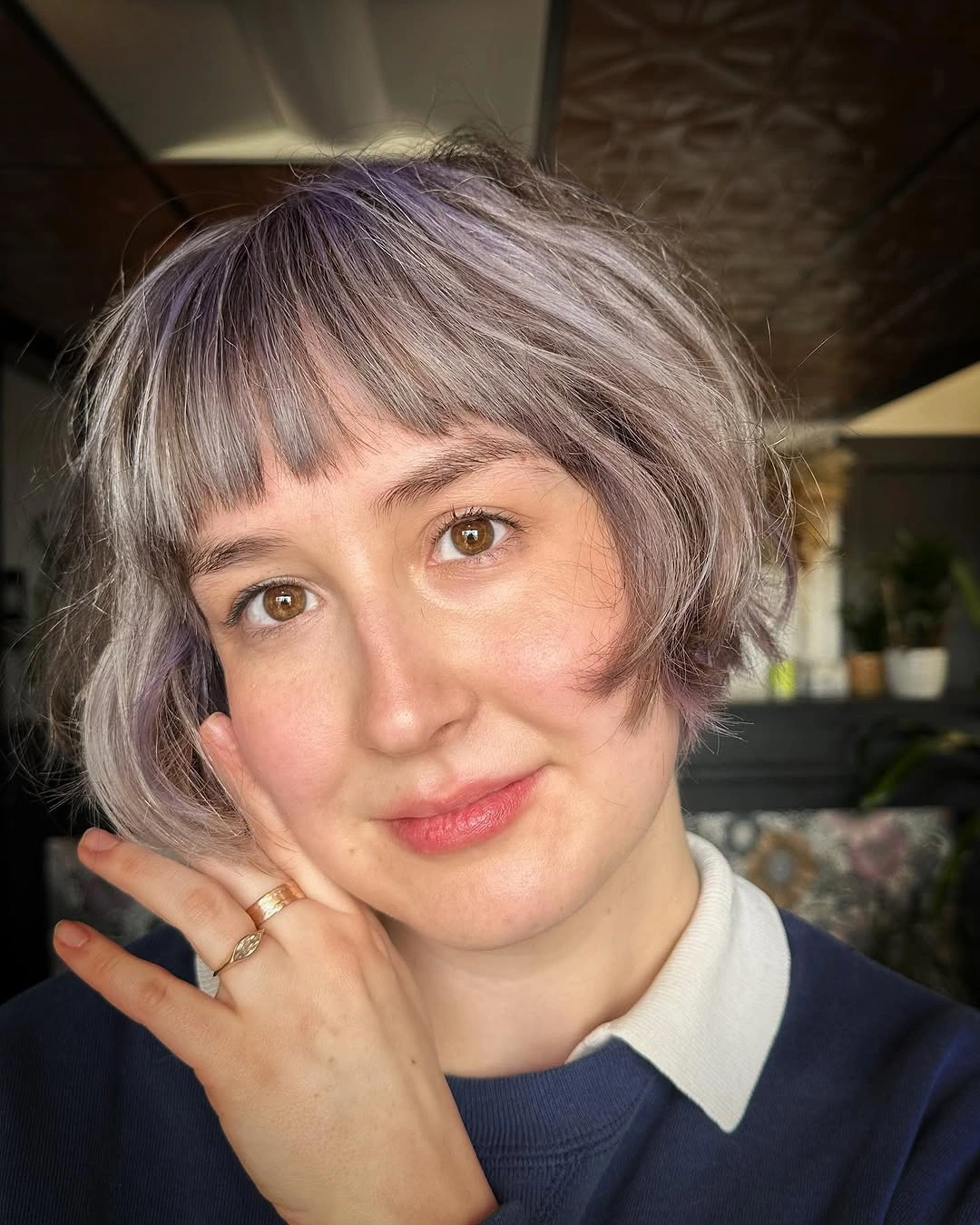 fall French Bob 2026 Lavender Parisian Bob with Delicate Full Bangs