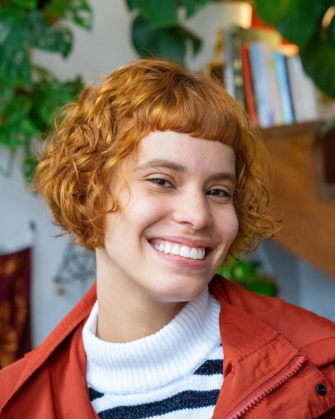 fall French Bob 2026 Curly Copper French Bob with Vintage Fringe