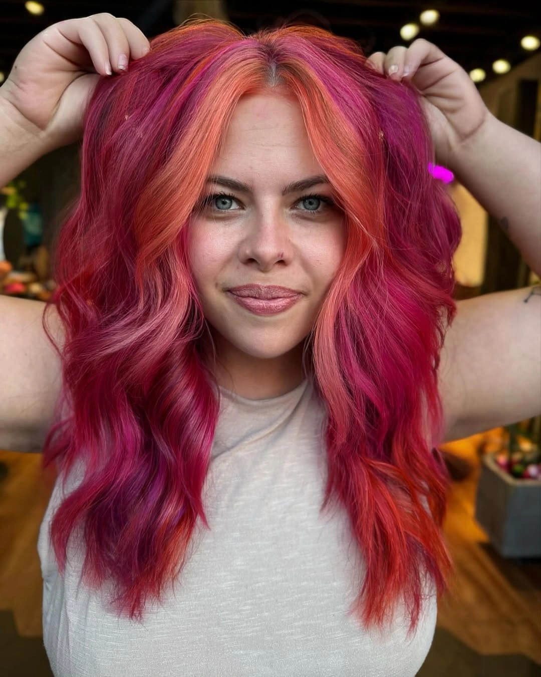 fall hair colour ideas 2026 Electric Sunset Fusion For Fearless Personal Style
