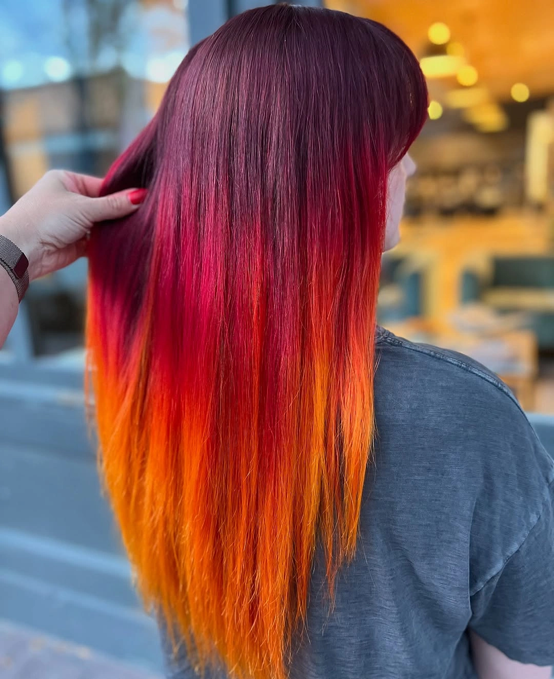 fall hair colour ideas 2026 Molten Cherry Flame Ombre That Steals The Spotlight