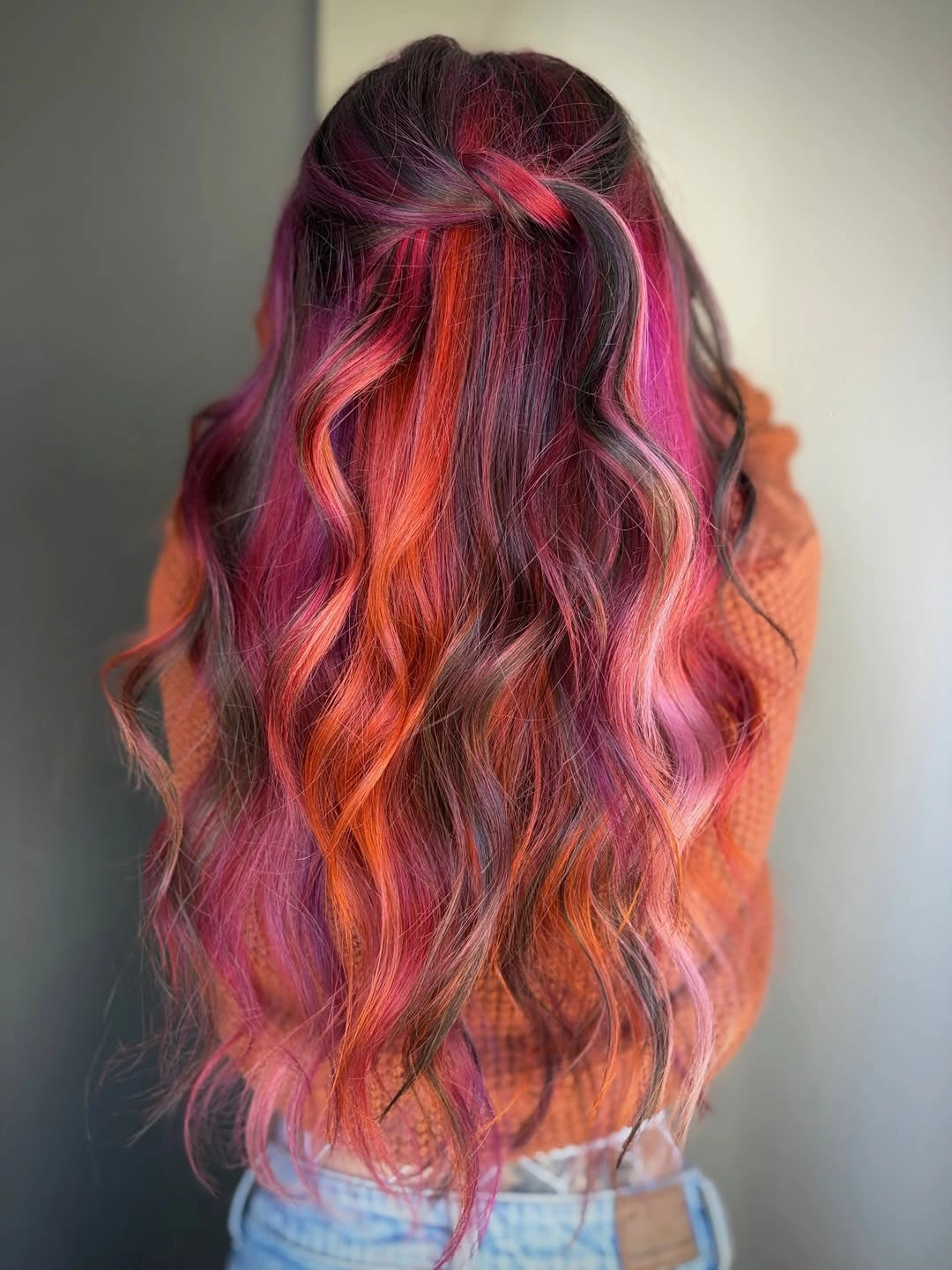 fall hairstyles 2026 Sunset Fantasy Waves with a Twisted Half-Up Style