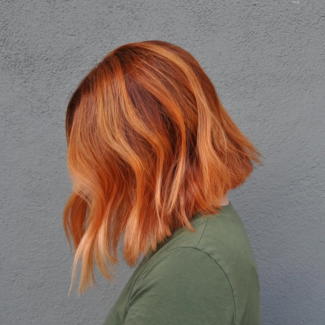fall hairstyles 2026 Copper French Bob with Dimensional Highlights