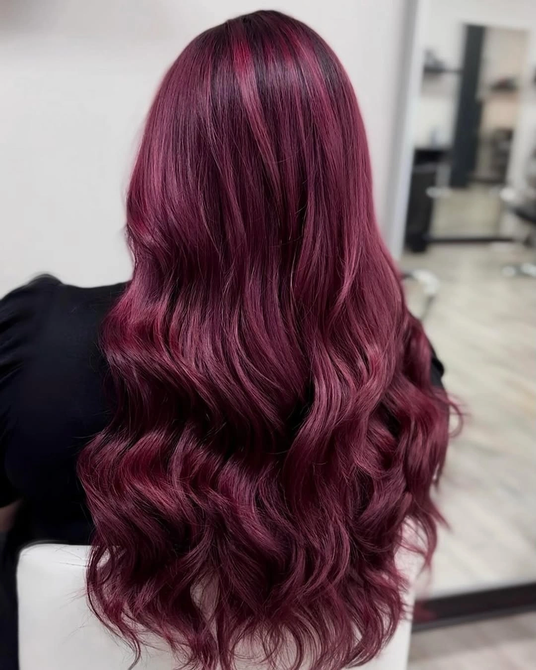 fall hairstyles 2026 Deep Burgundy Hollywood Waves