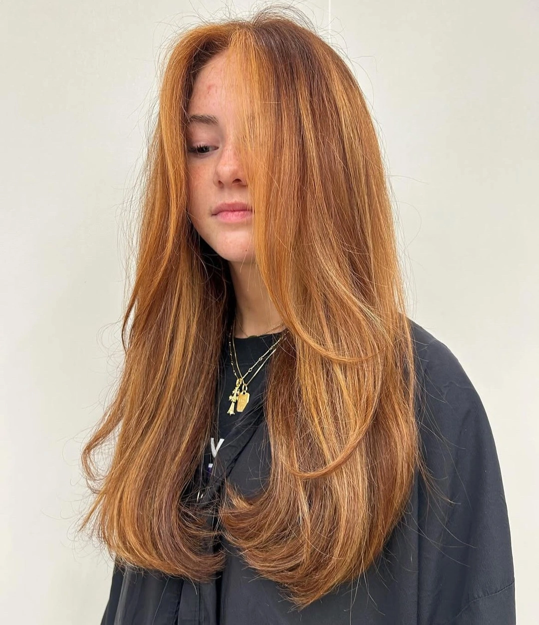 fall hairstyles for long hair 2026 Golden Copper Butterfly Layers for Everyday Elegance