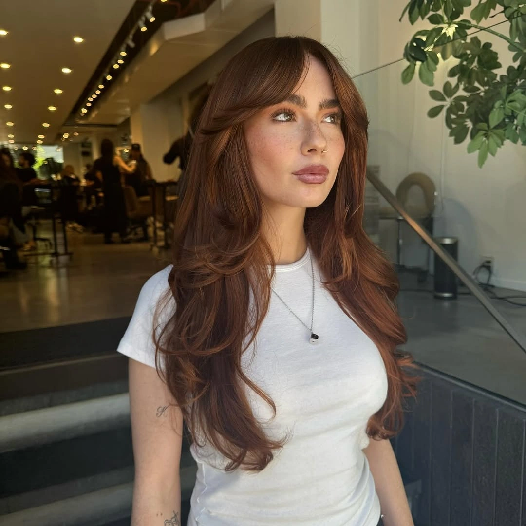 fall hairstyles for long hair 2026 Chestnut Blowout Layers With Effortless Volume