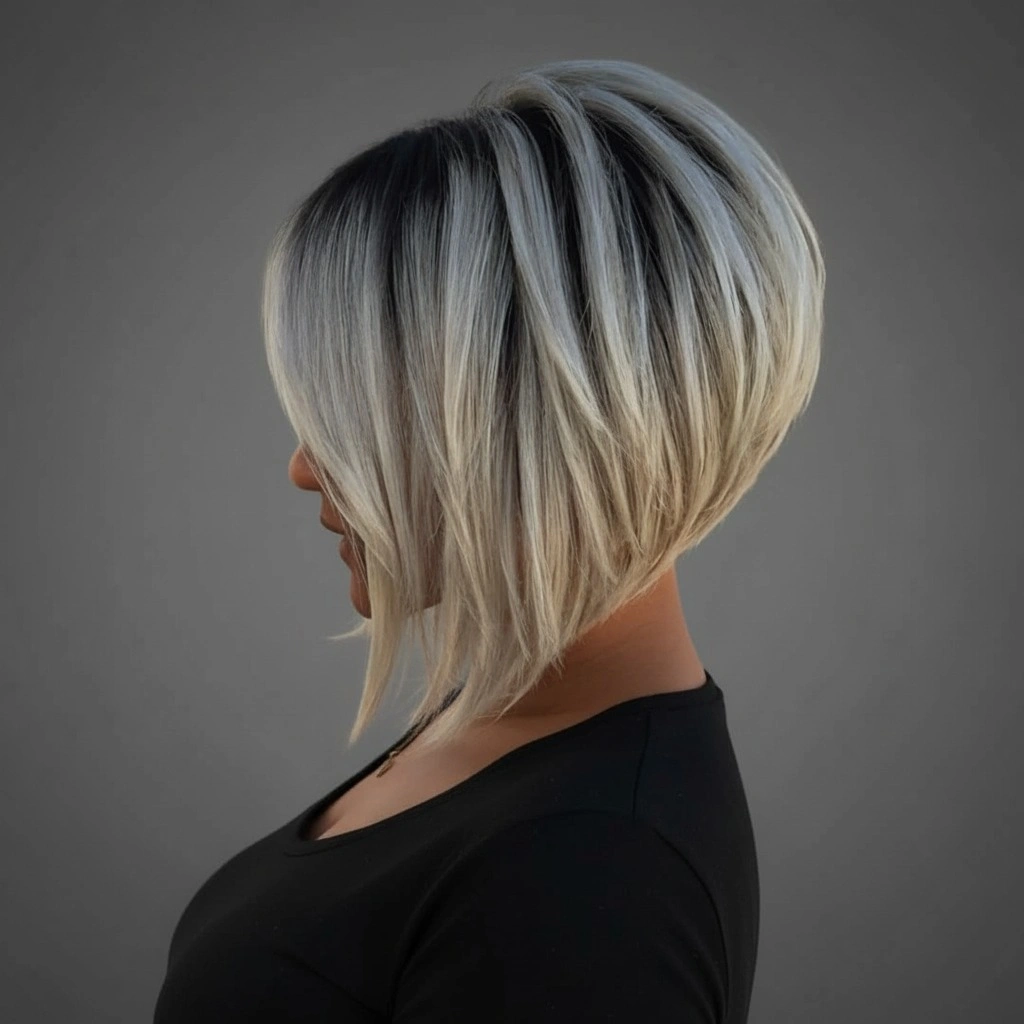 Fall hairstyles for short hair 2026 Sleek Stacked Blonde Bob With Soft Shadow Roots