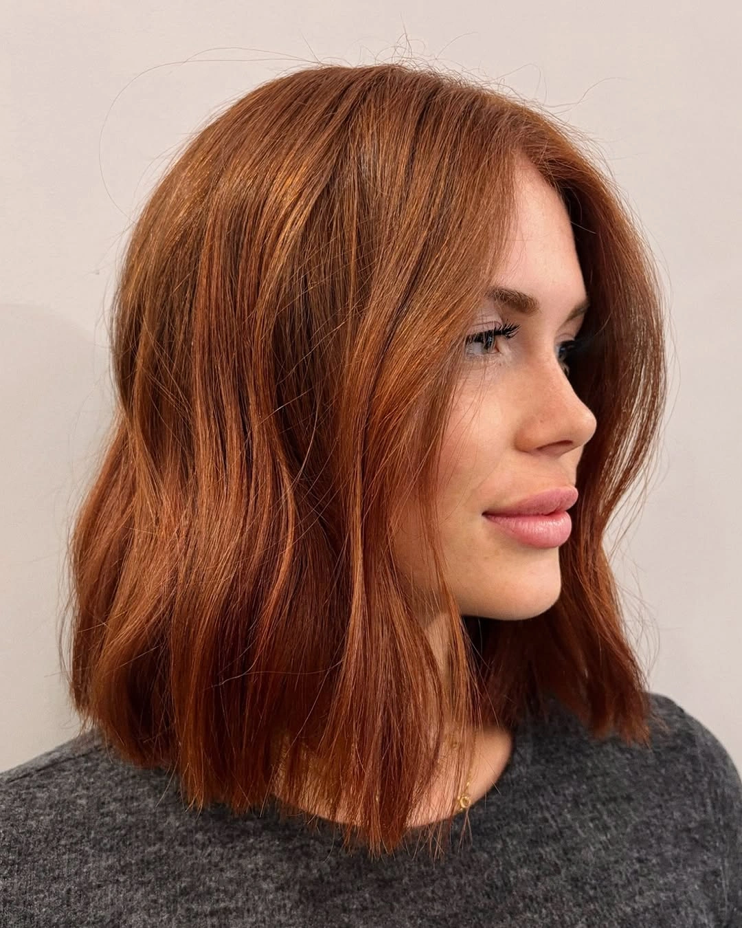 fall medium haircuts 2026 Warm Copper Blunt Lob