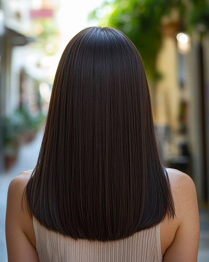 fall medium haircuts 2026 Classic One-Length Glass Hair