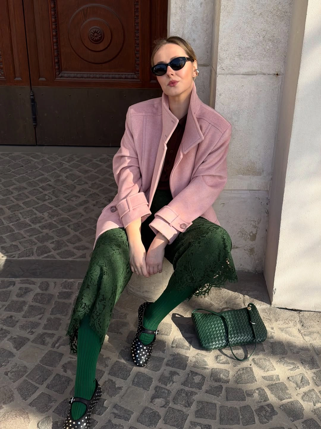 fall outfits with peacoat 2026 Soft Pink Peacoat With Emerald Accents Feels Fresh For Fall