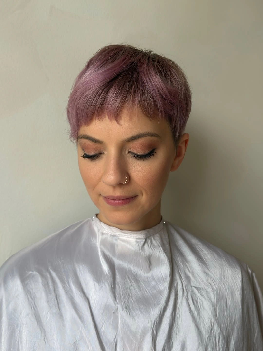 fall pixie haircut ideas 2026 Dusty Rose Pixie With Modern Pastel Tones